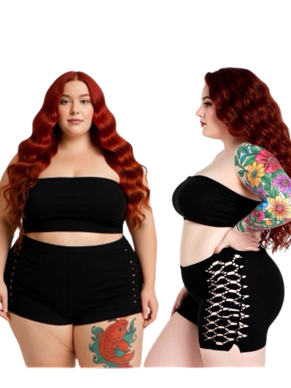 Woman’s Intimate Boy Shorts with Side Laser Cutouts in Black Plus Size 4X NWT